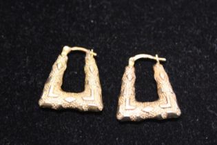 A pair of fancy 9ct gold earrings 1.52g