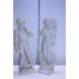 A pair of classical resin figures