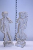 A pair of classical resin figures