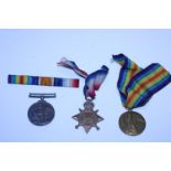A set of WW1 medals awarded to 15525 PTE L J Lewis Of South Wales Borders