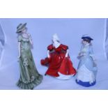 Three assorted figurines including Wedgewood and Coalport