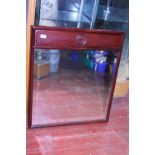 A Chinese Rose Wood wall mirror with bevelled edge glass, shipping unavailable