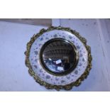 A large ceramic and gilt framed mirror, shipping unavailable