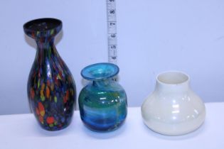 Two pieces of art glass including Mdina and a Royal Doulton lustre bowl