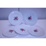 Five Spode bone china dinner plates 'Bridal Rose'