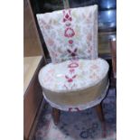 An upholstered boudoir chair, shipping unavailable