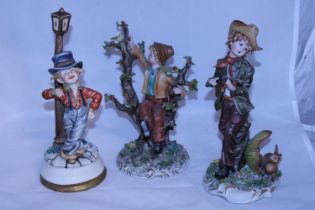 Three assorted Capodimonte figures