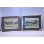 Two watercolours by Yorkshire artist Jane Pearson including Bolton Abbey and Burnsall
