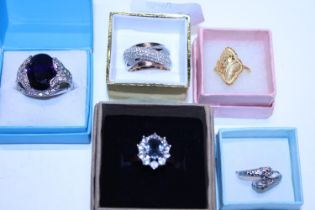 A selection of costume jewellery dress rings
