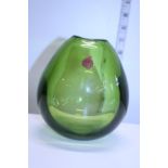 A vintage handblown Holmegaard green glass vase