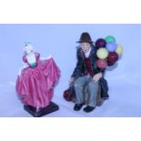 Two Royal Doulton figurine's The Balloon Man HN1954 & Delight HN1772 (both with minor damage)