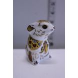 A boxed limited edition Royal Crown Derby paperweight with gold stopper, Field Mouse 259/1000