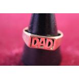 A 9ct gold Dad ring 2.42g