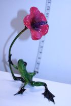 A limited edition Tim Cotterill (The Frogman) enamelled bronze with COA 'Hibiscus' 640/2000 H=