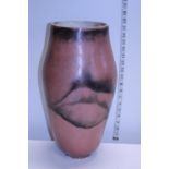 A large art pottery brown glazed vase. 55cm tall 18cm diameter at rim No shipping.