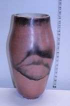 A large art pottery brown glazed vase. 55cm tall 18cm diameter at rim No shipping.