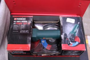 A new boxed pneumatic angle grinder.
