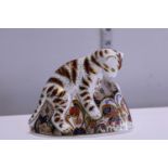 A boxed Royal Crown Derby paperweight with gold stopper, Bengal Tiger Cub