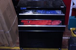 A SGS metal tool chest on castors with contents. No shipping.