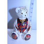 A boxed Royal Crown Derby paperweight with gold stopper, Debonair Bear