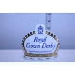A boxed Royal Crown Derby paperweight with gold stopper, Crown Name Stand