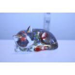 A boxed Royal Crown Derby paperweight with gold stopper, Cat Nip Kitten