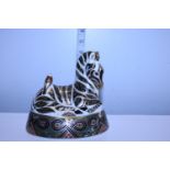 A boxed Royal Crown Derby paperweight with gold stopper, Zebra