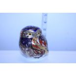 A boxed limited edition Royal Crown Derby paperweight with gold stopper, little owl 175/1000