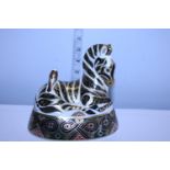 A boxed Royal Crown Derby paperweight with stopper, Zebra