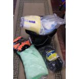 Three new plastic buckets & assorted new cleaning products. No shipping.