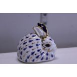 A boxed Royal Crown Derby paperweight with gold stopper, Rabbit
