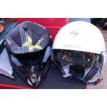 Two Crash helmets