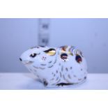 A Royal Crown Derby paperweight, bank vole with gold stopper