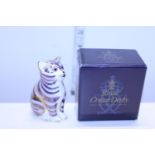A Royal Crown Derby boxed paperweight, kitten gold stopper