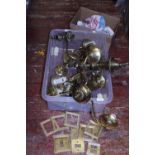 A box of brass lamps/light fittings