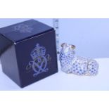 A Royal Crown Derby boxed paperweight, Ram signed with silver stopper