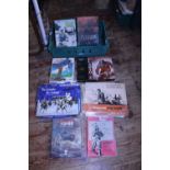 A box of assorted strategy war game box sets (as found)