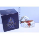 A Royal Crown Derby boxed paperweight, Horse with gold stopper