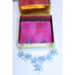 A boxed Butler and Wilson Blue flower necklace and earring set