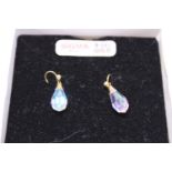 A pair of 9ct gold & faceted glass earrings