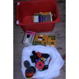 A box of vintage photographic equipment