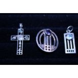 Three 925 silver pendants