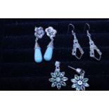 Three pairs of 925 earrings
