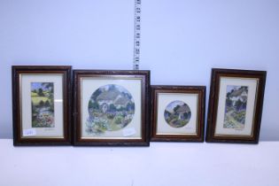 A job lot of Anne Harrison hand embroidered framed pictures