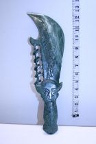 A Chinese hardstone ceremonial dagger with dragon detailing