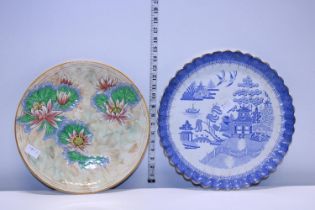 A Spode blue and white charger and a Royal Doulton charger