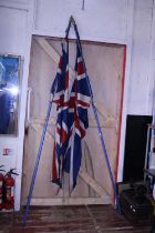 Two antique Union Jack flags on poles (as found), shipping unavailable