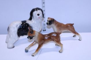 Three assorted ceramic figures including a Melba ware old English sheep dog