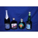 Four bottles of sealed vintage alcohol, shipping unavailable