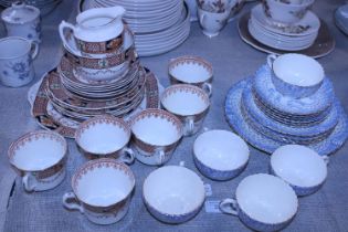 A vintage Rosina tea service and a Niall blue and white part tea service, shipping unavailable